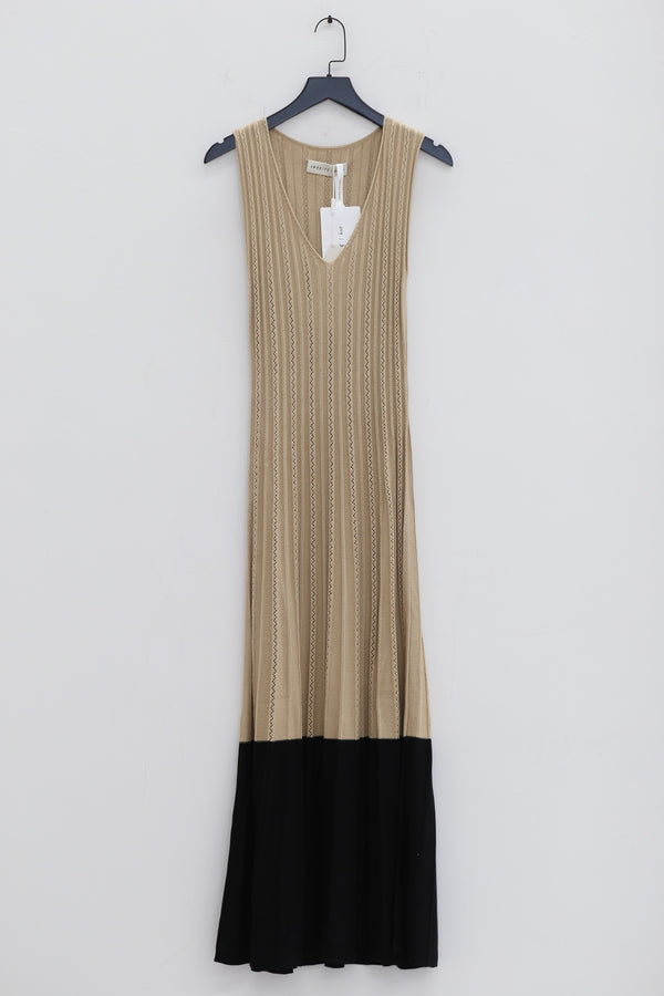 SWAYING/KNIT striped contrast sleeveless dress SW24SS2L03 ginger/black
